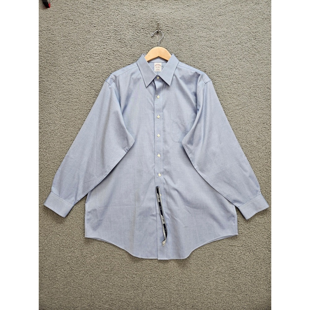 Brooks Brothers Button Down Shirt 17-33 Blue Traditional Fit Non-Iron Cotton